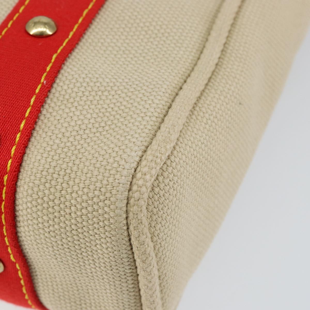 LOUIS VUITTON Antigua Cabas MM Tote Bag Canvas Beige Red M40035 LV Auth SW1779