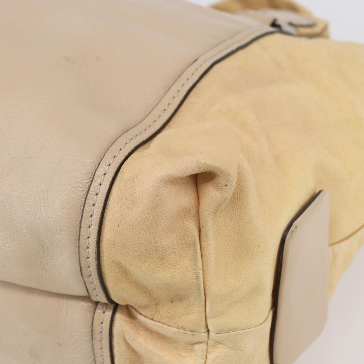 Chloe Tote Bag Leather Beige Brown Auth SW1787