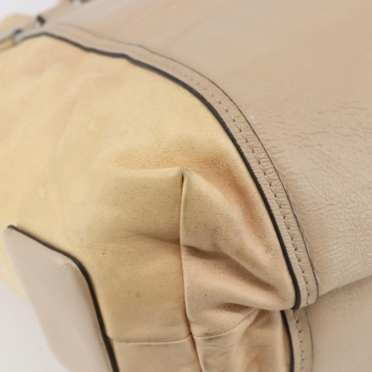 Chloe Tote Bag Leather Beige Brown Auth SW1787