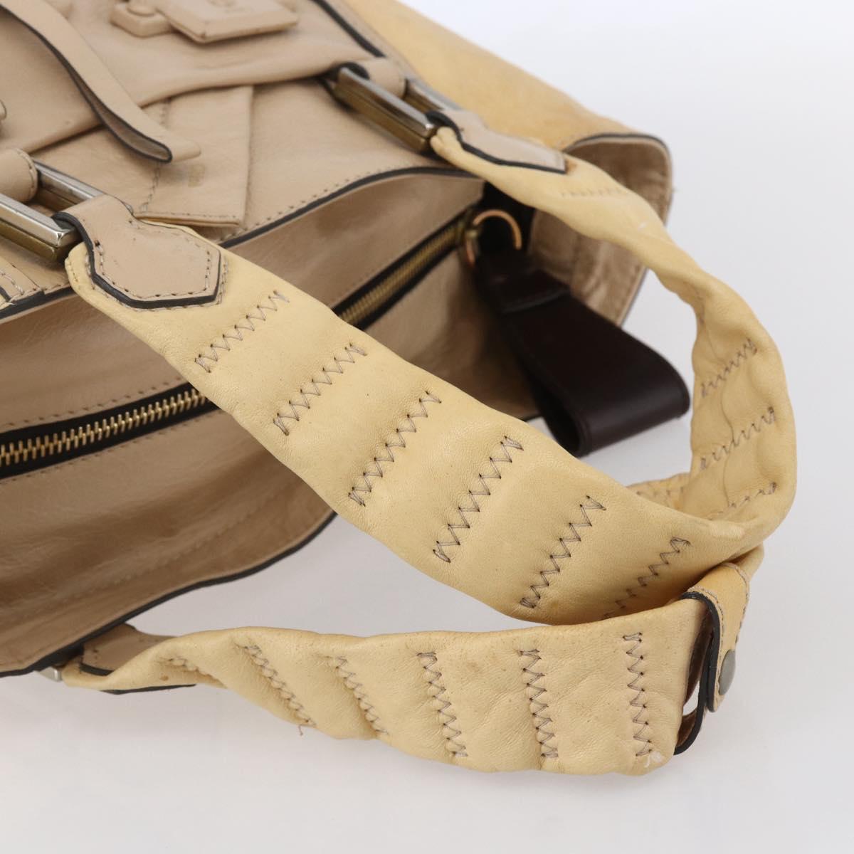 Chloe Tote Bag Leather Beige Brown Auth SW1787