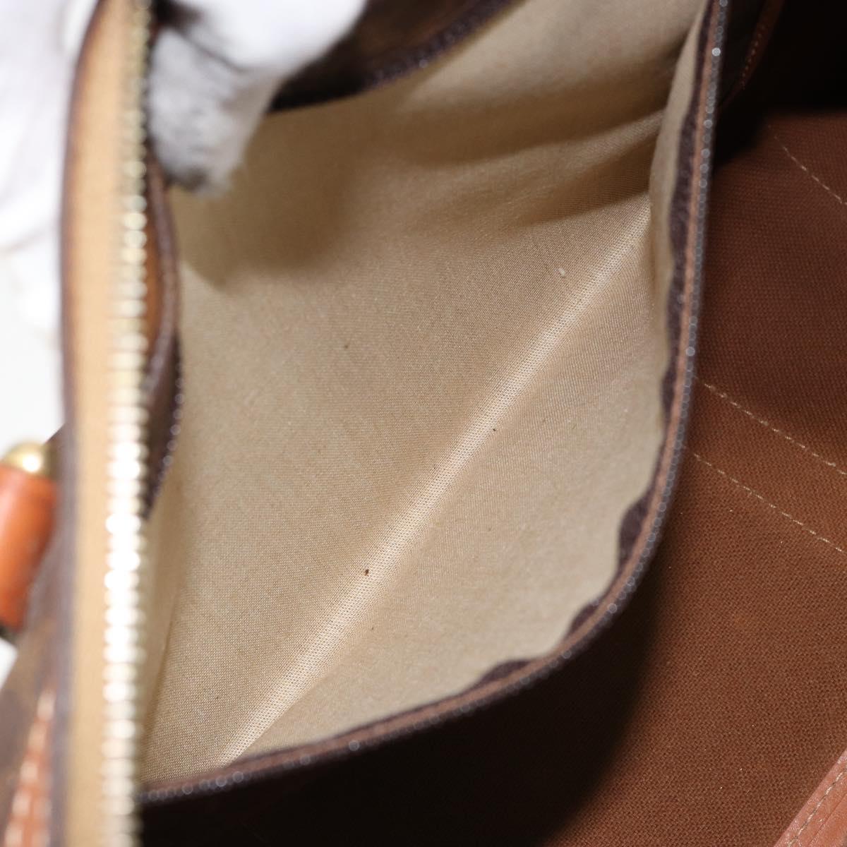 CELINE Macadam Canvas Boston Bag PVC Brown Gold Auth SW1788