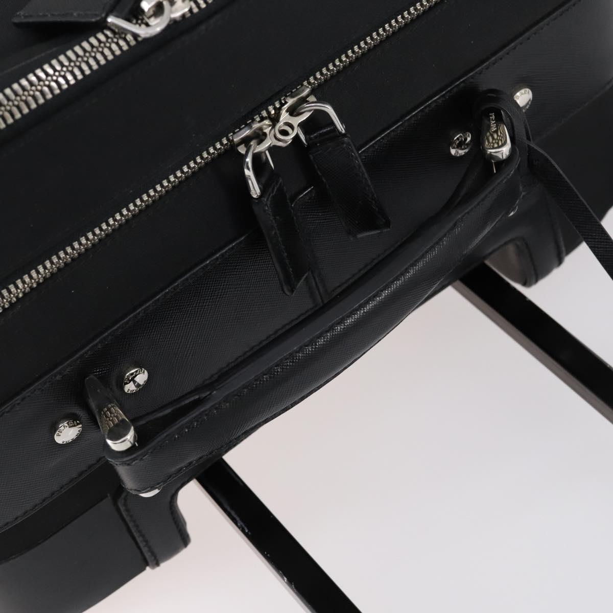 PRADA Carry Case Nylon Leather Black Silver Auth SW1789