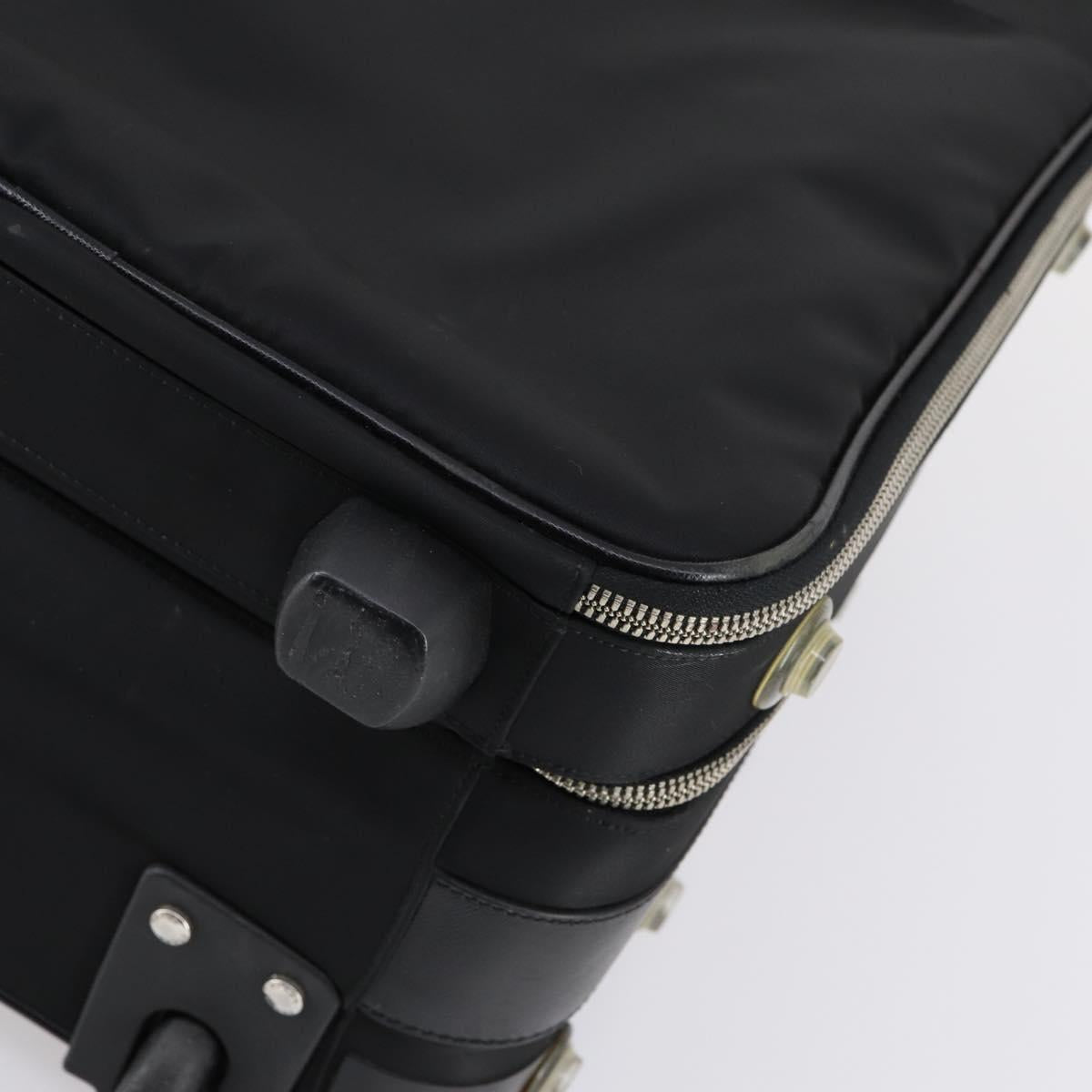 PRADA Carry Case Nylon Leather Black Silver Auth SW1789
