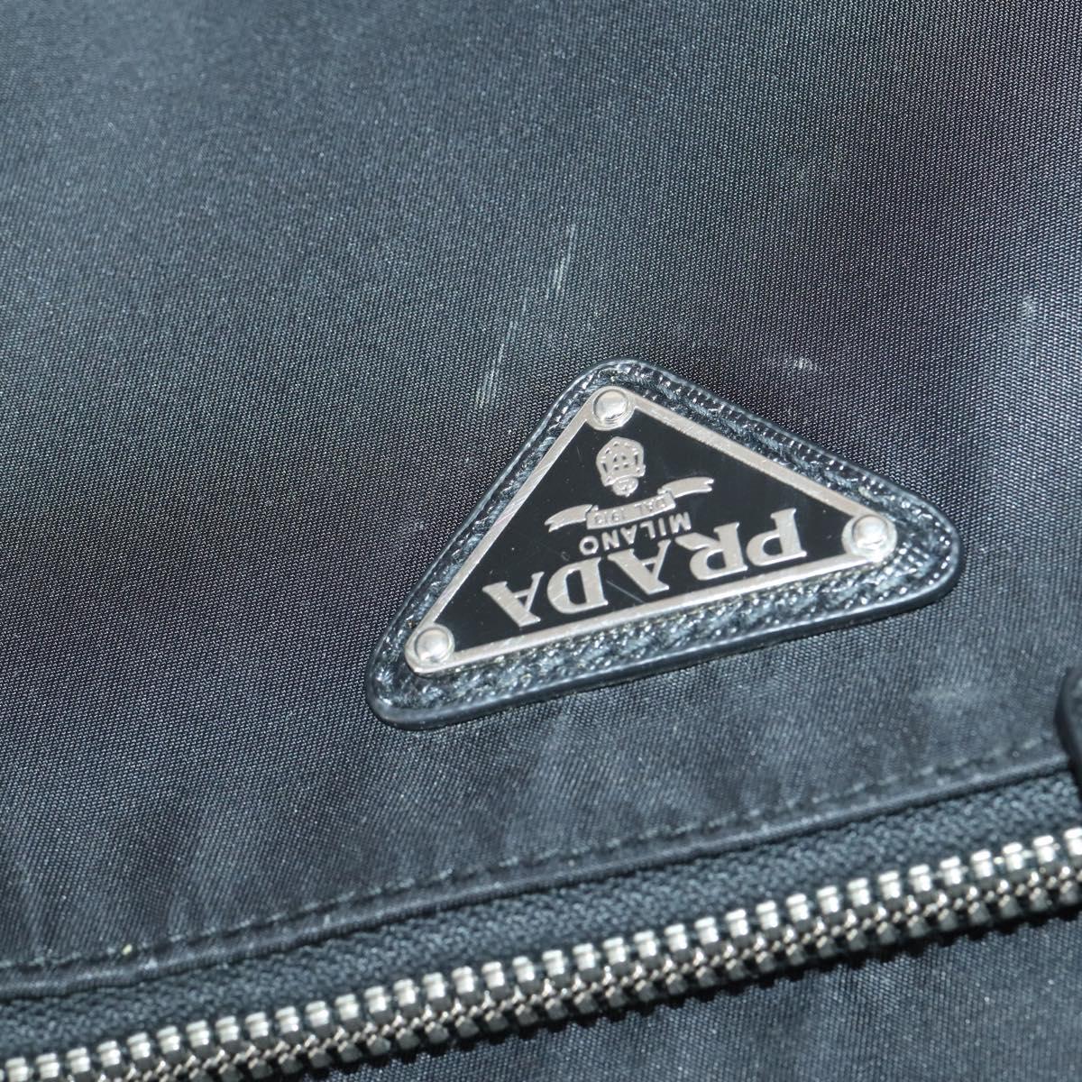 PRADA Carry Case Nylon Leather Black Silver Auth SW1789