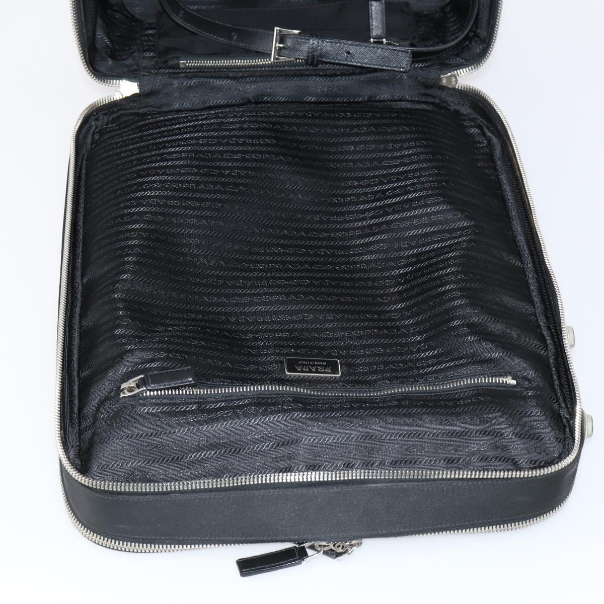 PRADA Carry Case Nylon Leather Black Silver Auth SW1789