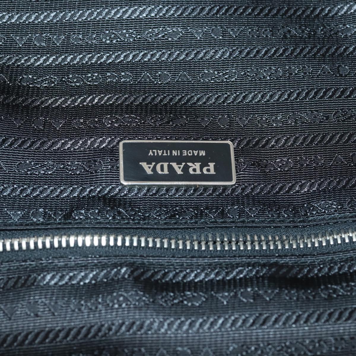 PRADA Carry Case Nylon Leather Black Silver Auth SW1789