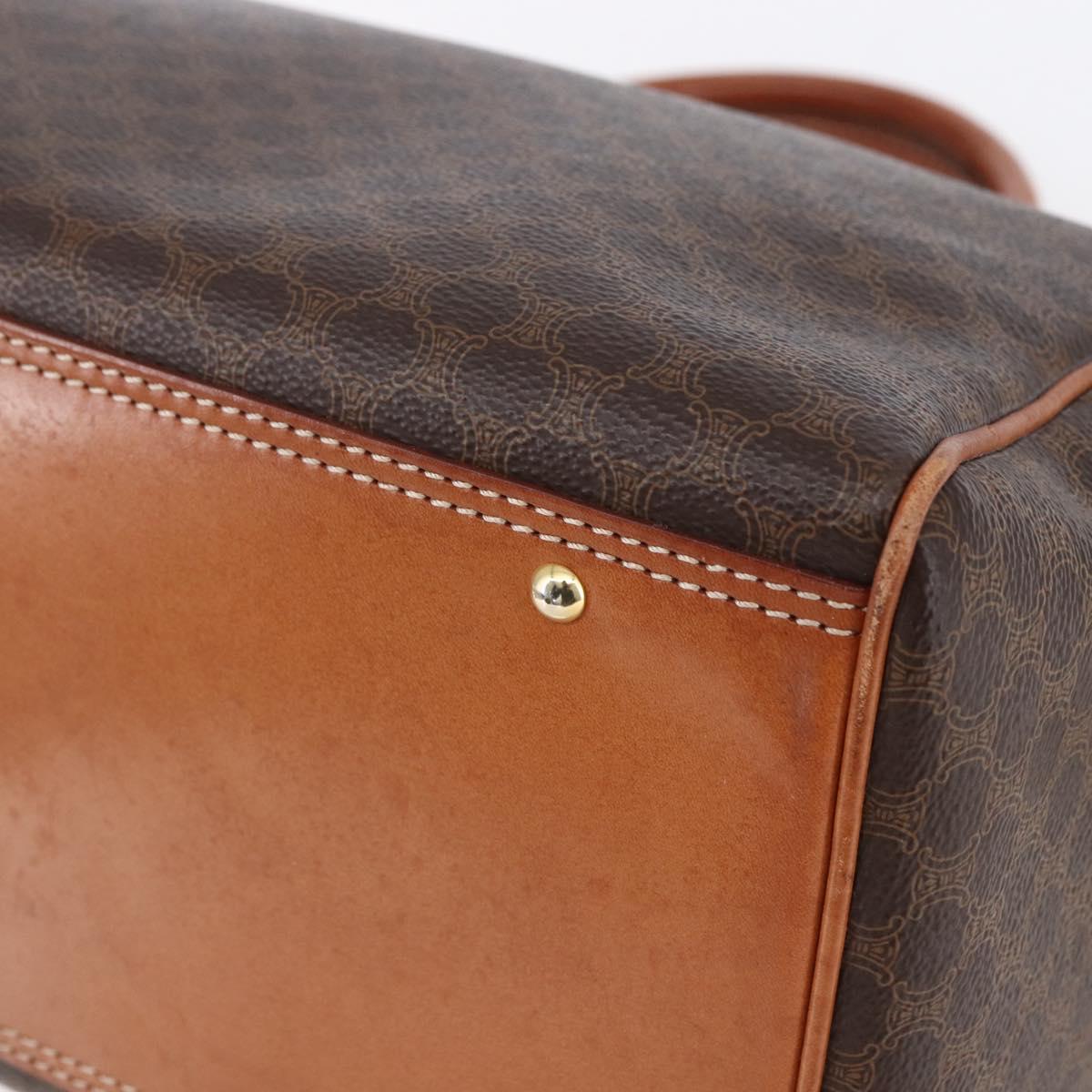 CELINE Macadam Canvas Hand Bag PVC Leather Brown Gold Auth SW1791