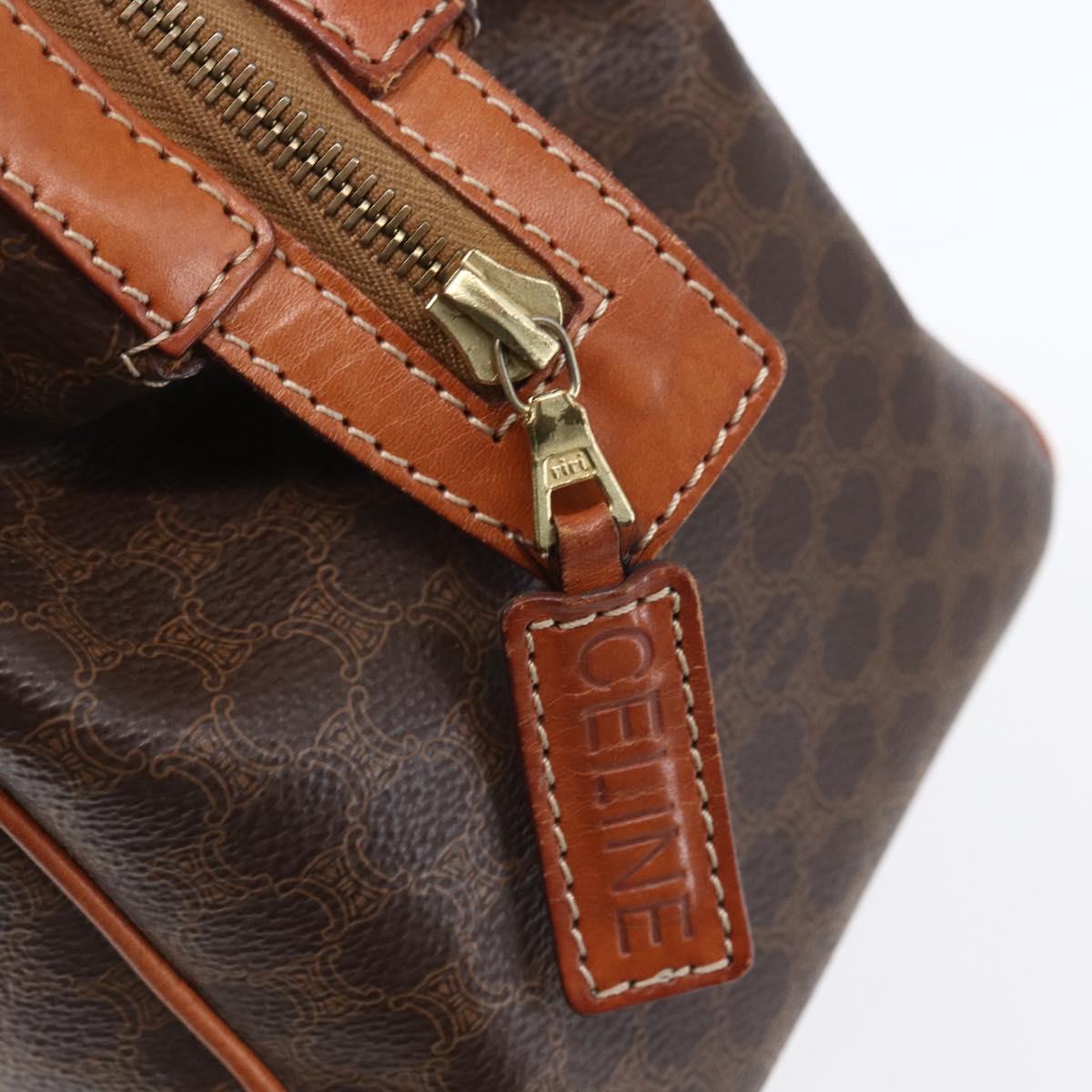 CELINE Macadam Canvas Hand Bag PVC Leather Brown Gold Auth SW1791