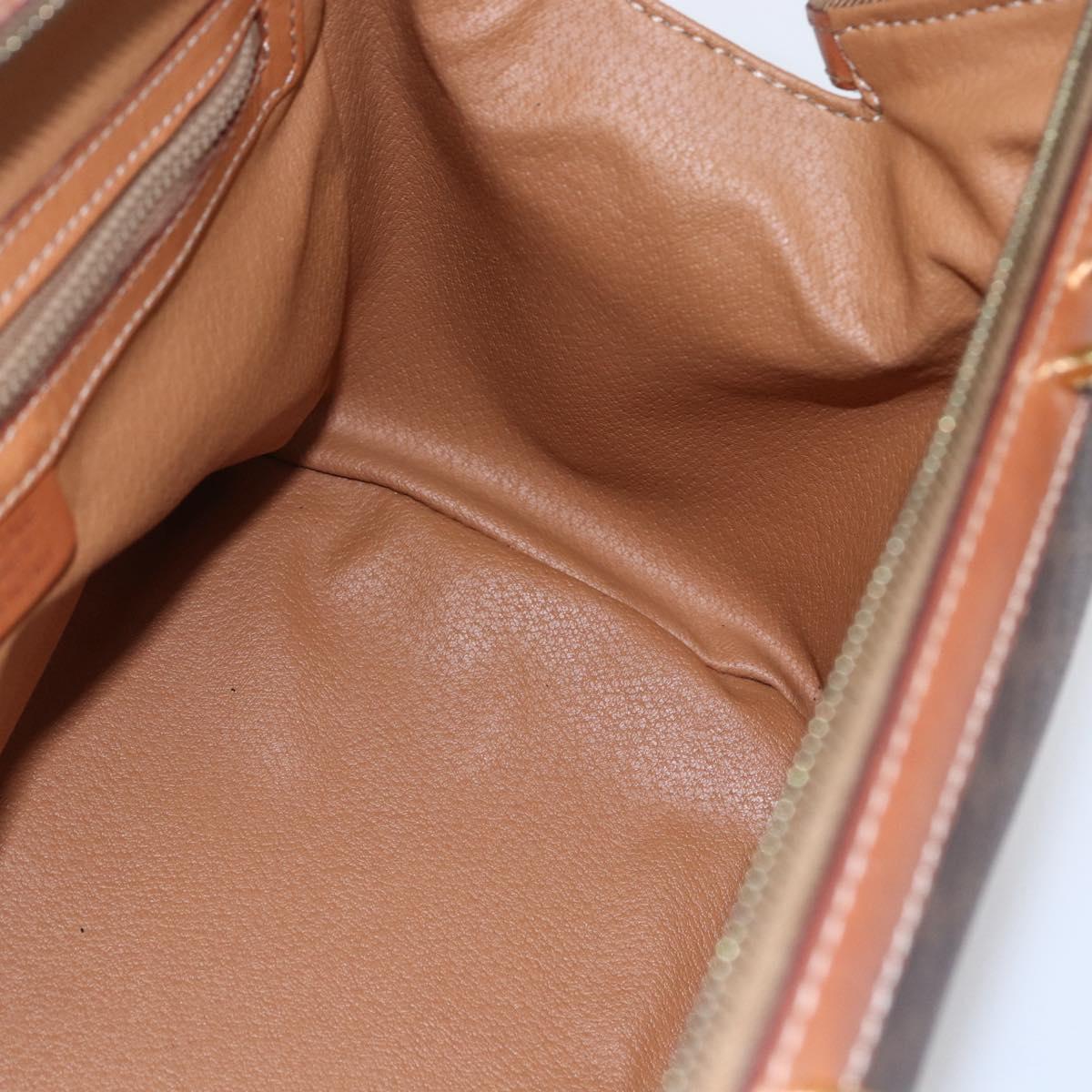 CELINE Macadam Canvas Hand Bag PVC Leather Brown Gold Auth SW1791