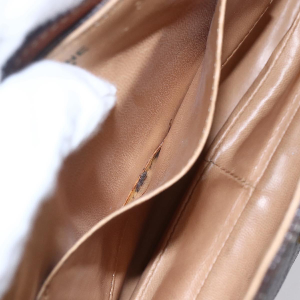 CELINE Macadam Canvas Shoulder Bag PVC Leather Brown Gold Auth SW1792