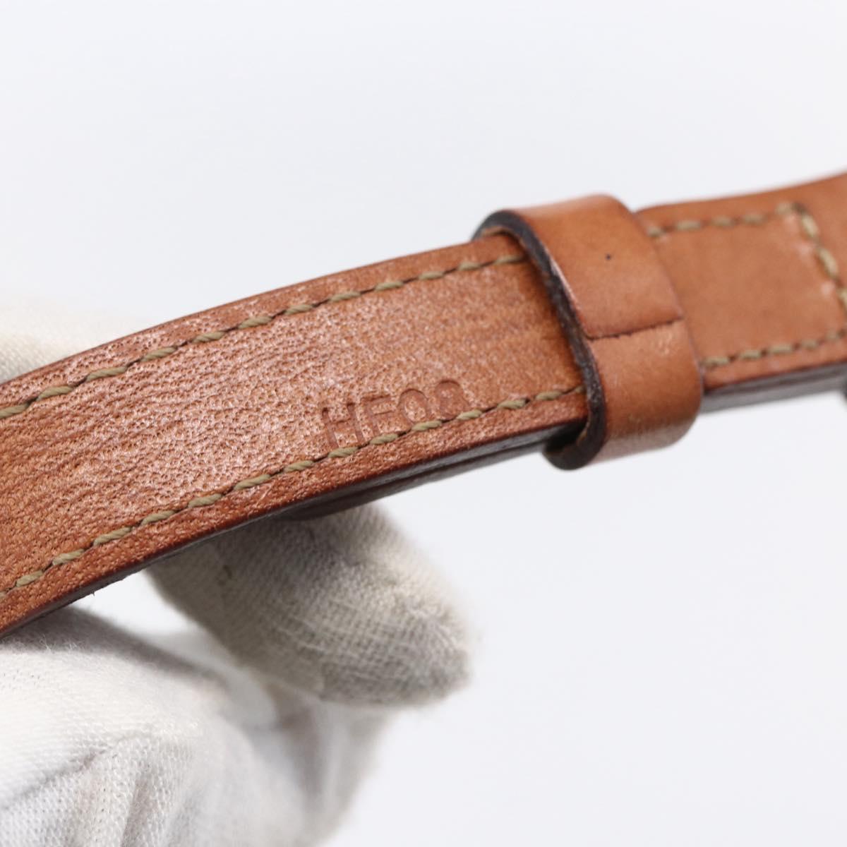 CELINE Macadam Canvas Shoulder Bag PVC Leather Brown Gold Auth SW1792