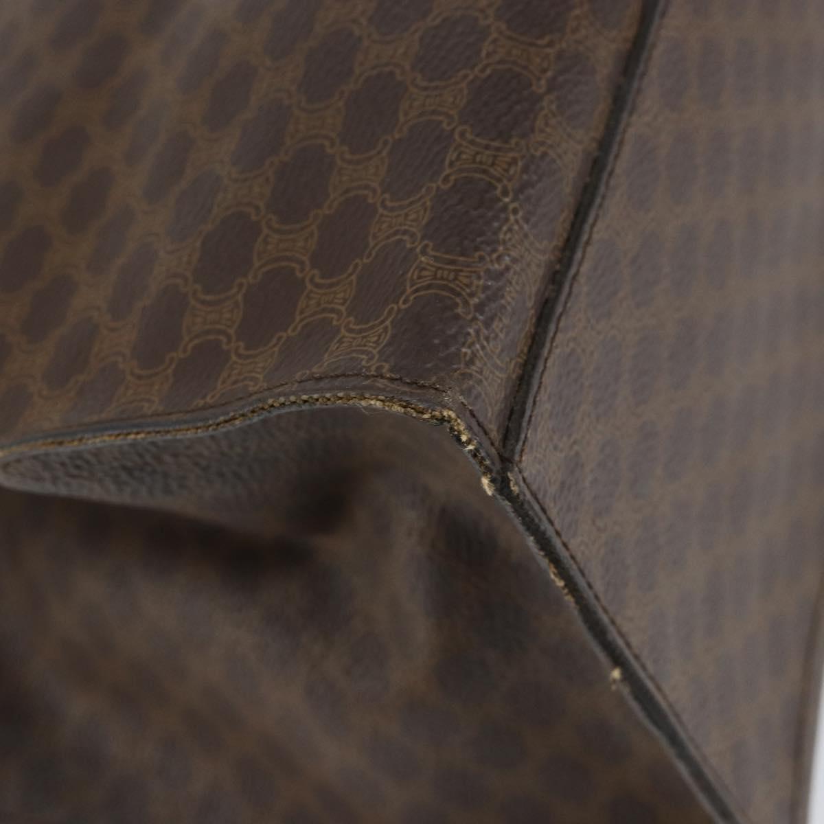 CELINE Macadam Canvas Tote Bag PVC Leather 2way Brown Gold Auth SW1793