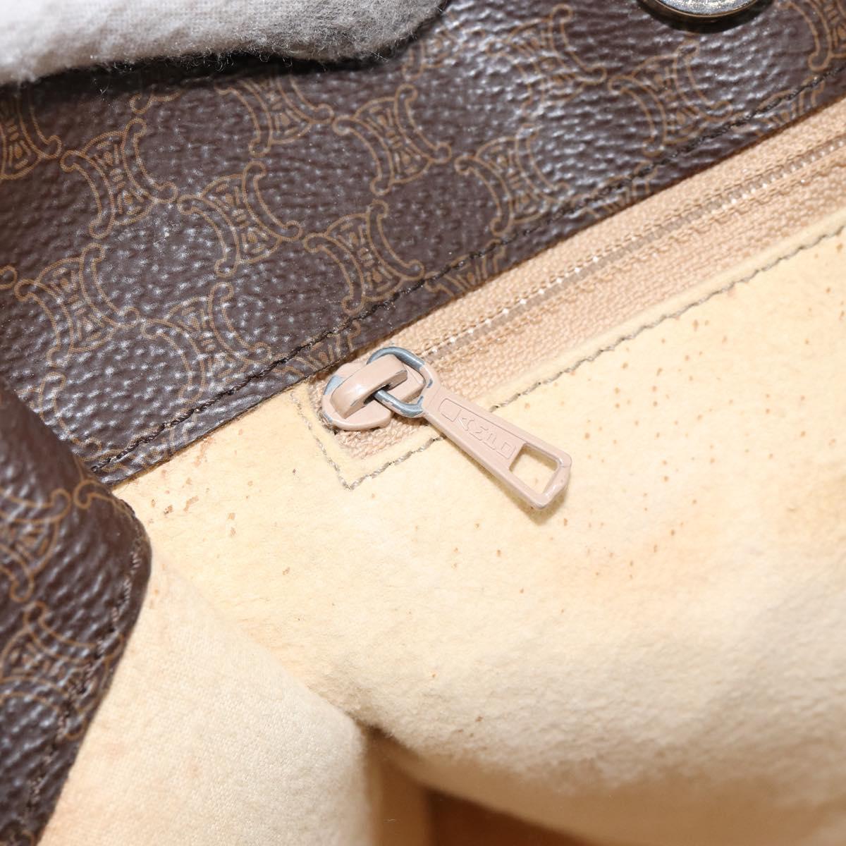 CELINE Macadam Canvas Tote Bag PVC Leather 2way Brown Gold Auth SW1793