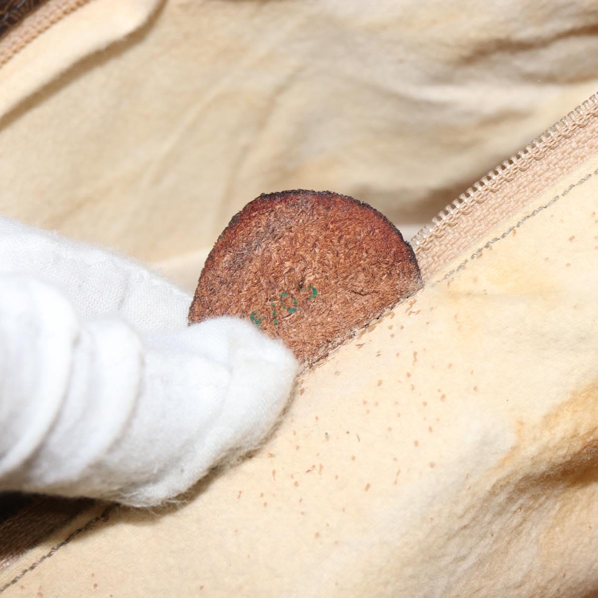 CELINE Macadam Canvas Tote Bag PVC Leather 2way Brown Gold Auth SW1793