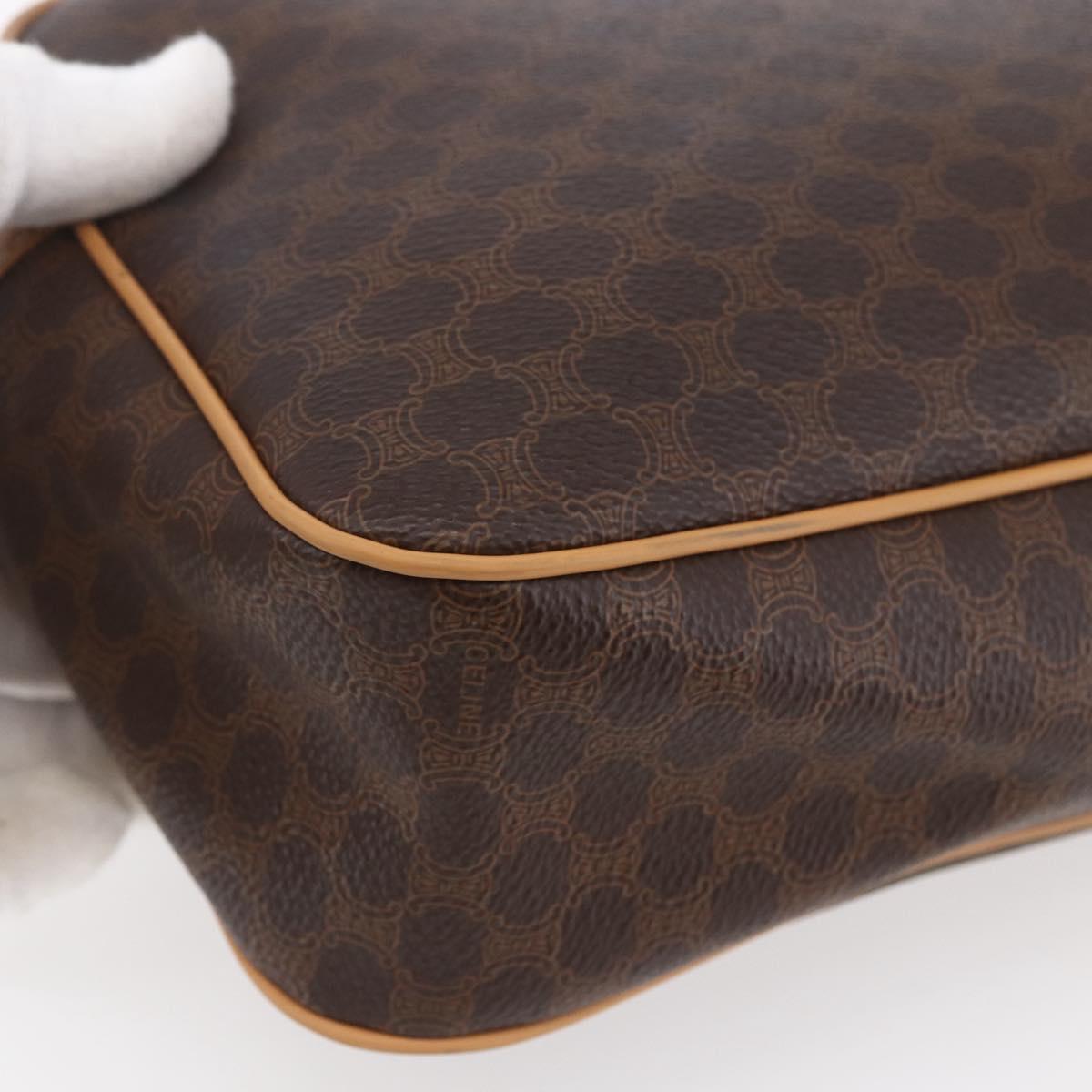 CELINE Macadam Canvas Shoulder Bag PVC Leather Brown Gold Auth SW1794