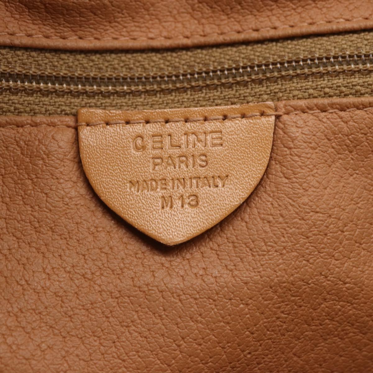 CELINE Macadam Canvas Shoulder Bag PVC Leather Brown Gold Auth SW1794