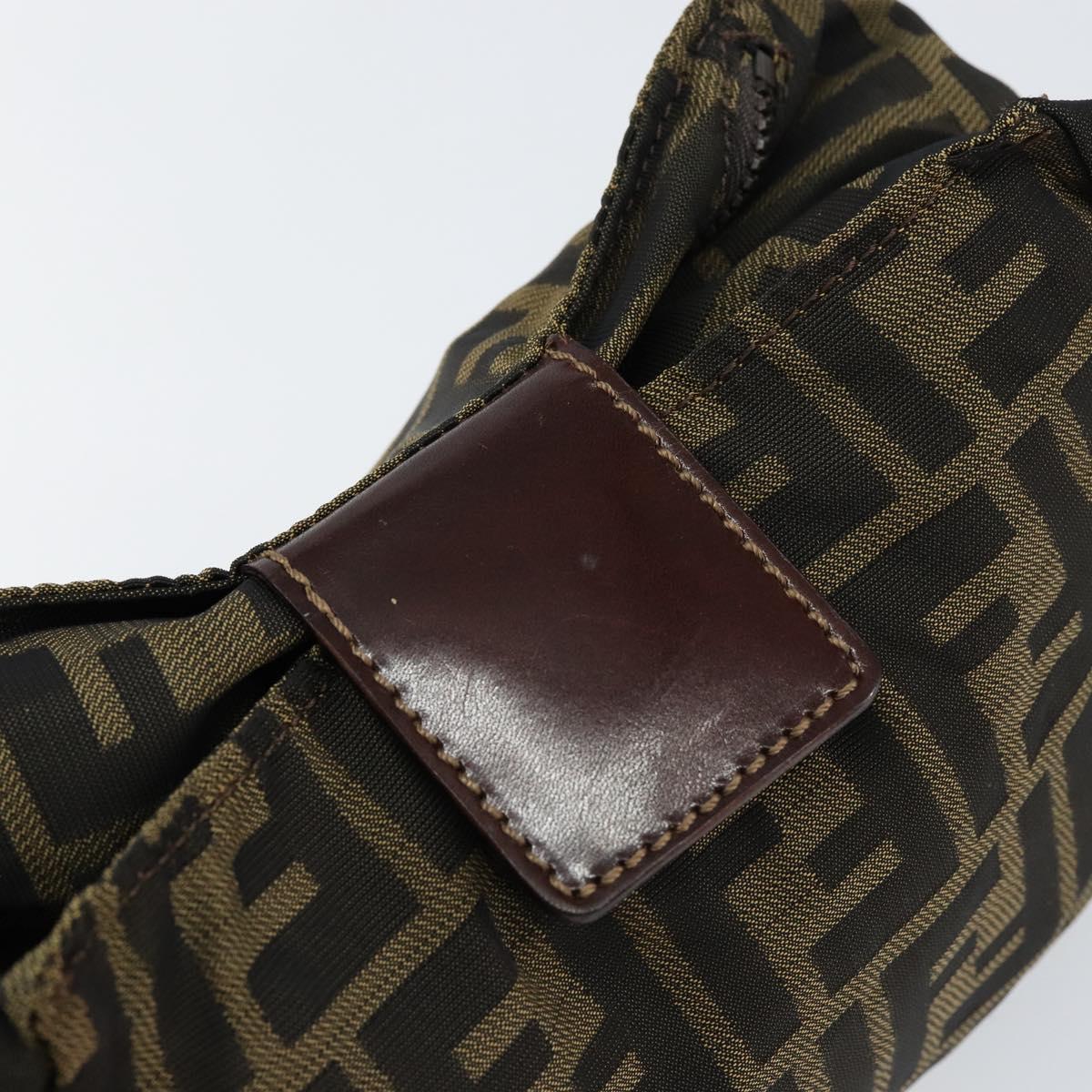 FENDI Zucca Canvas Clutch Bag Black Brown Auth SW1796