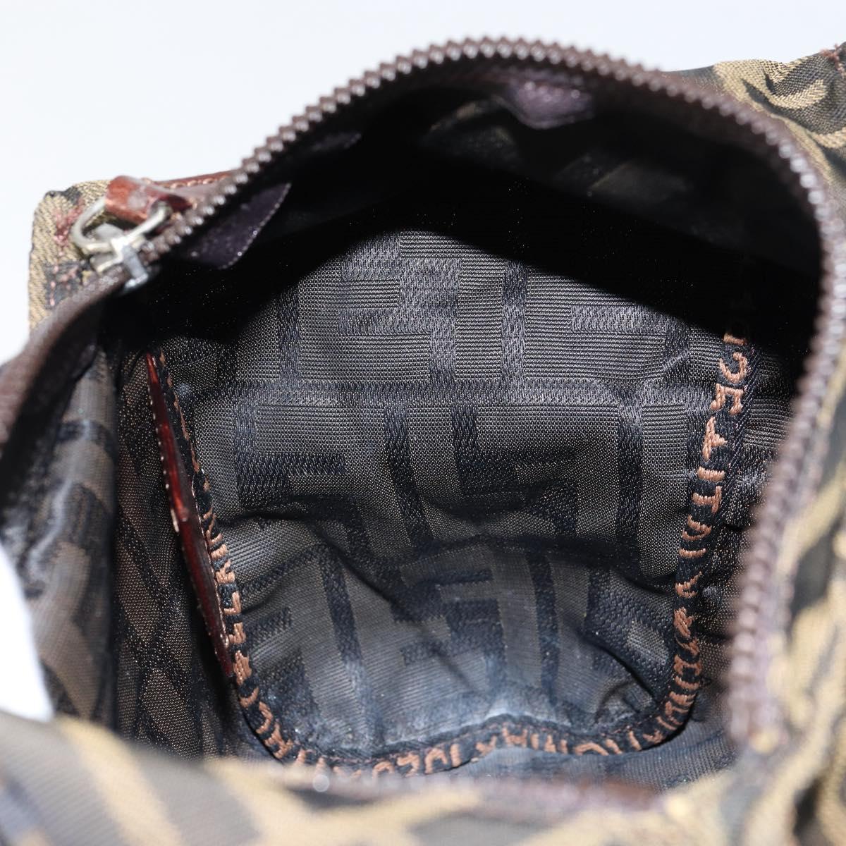 FENDI Zucca Canvas Clutch Bag Black Brown Auth SW1796