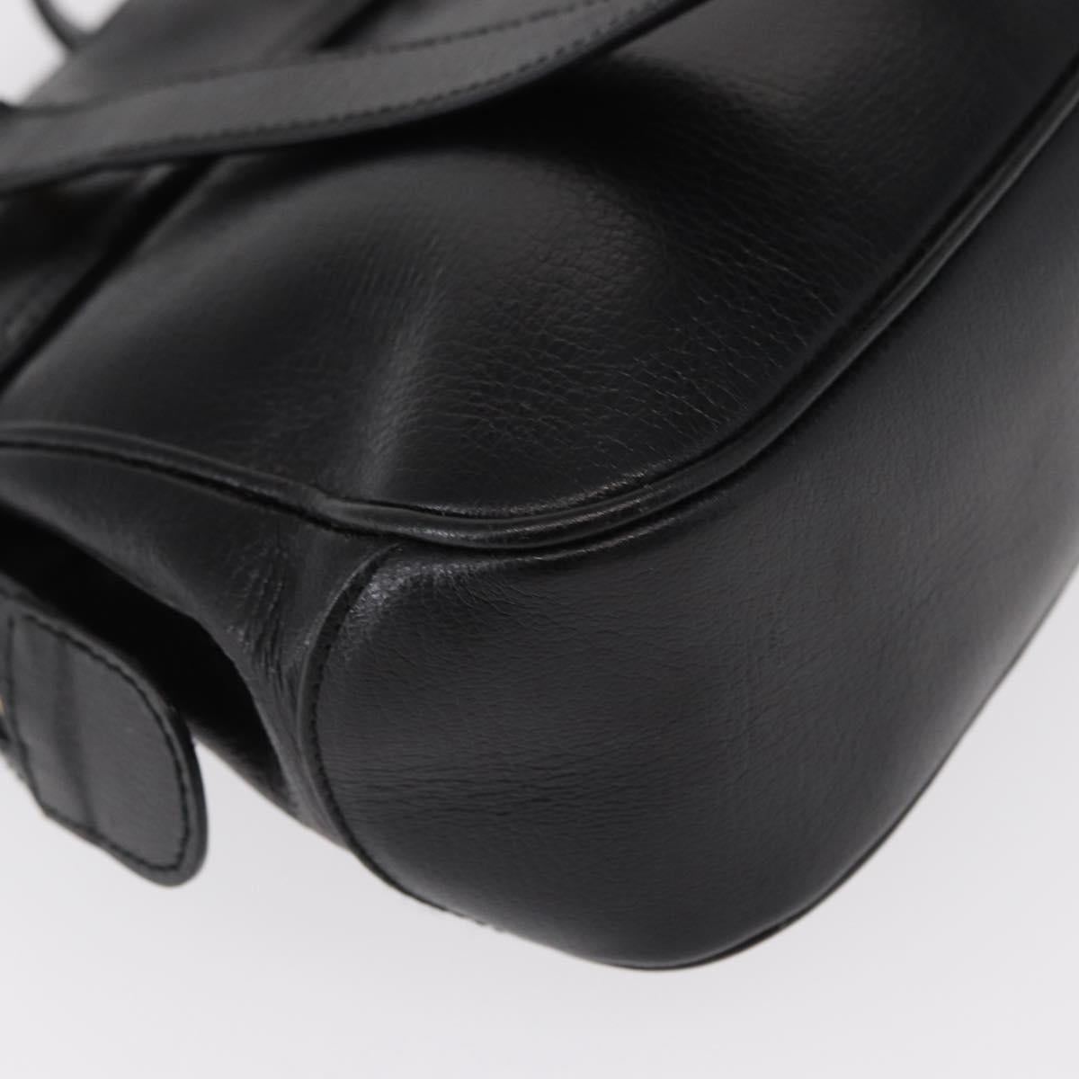 Salvatore Ferragamo Gancini Hand Bag Leather Black Gold Auth SW1799