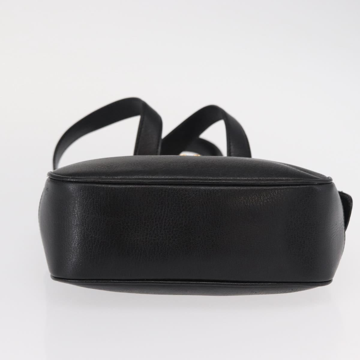 Salvatore Ferragamo Gancini Hand Bag Leather Black Gold Auth SW1799