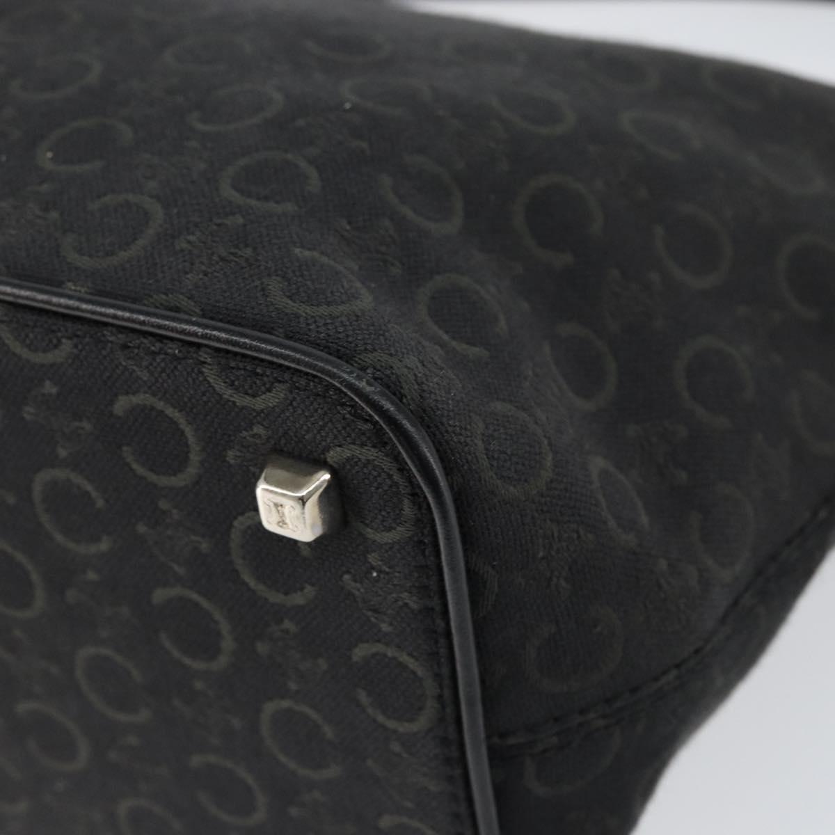 CELINE C Macadam Canvas Shoulder Bag Black Silver Auth SW1802