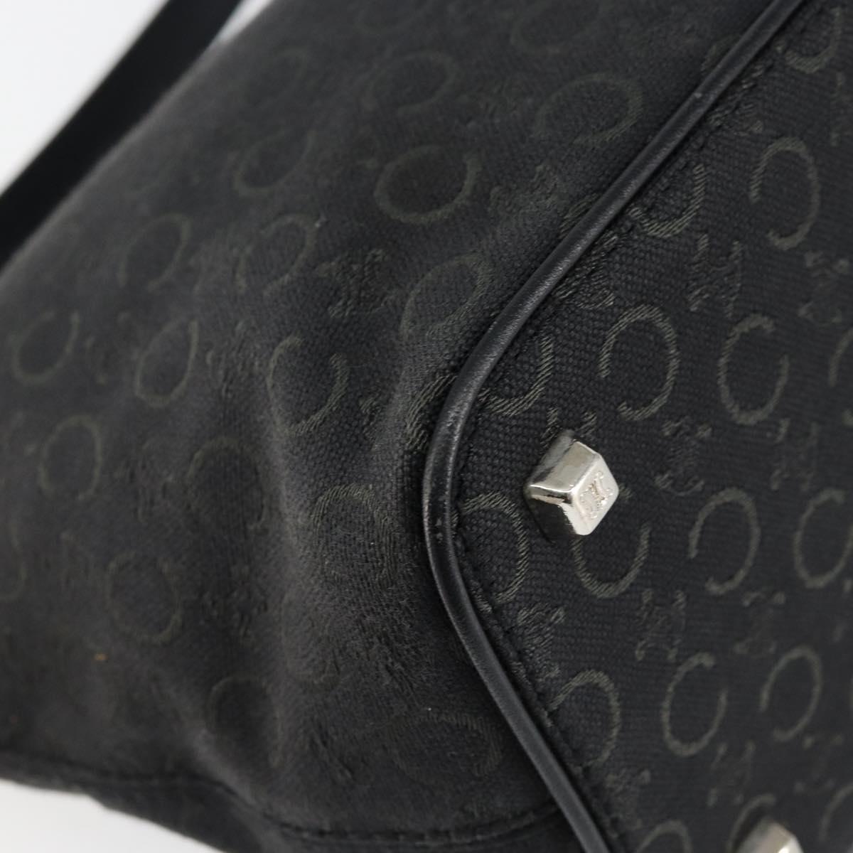 CELINE C Macadam Canvas Shoulder Bag Black Silver Auth SW1802