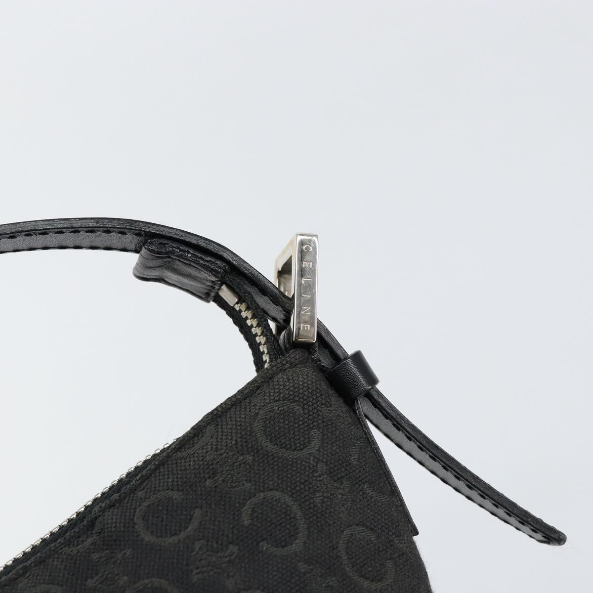 CELINE C Macadam Canvas Shoulder Bag Black Silver Auth SW1802