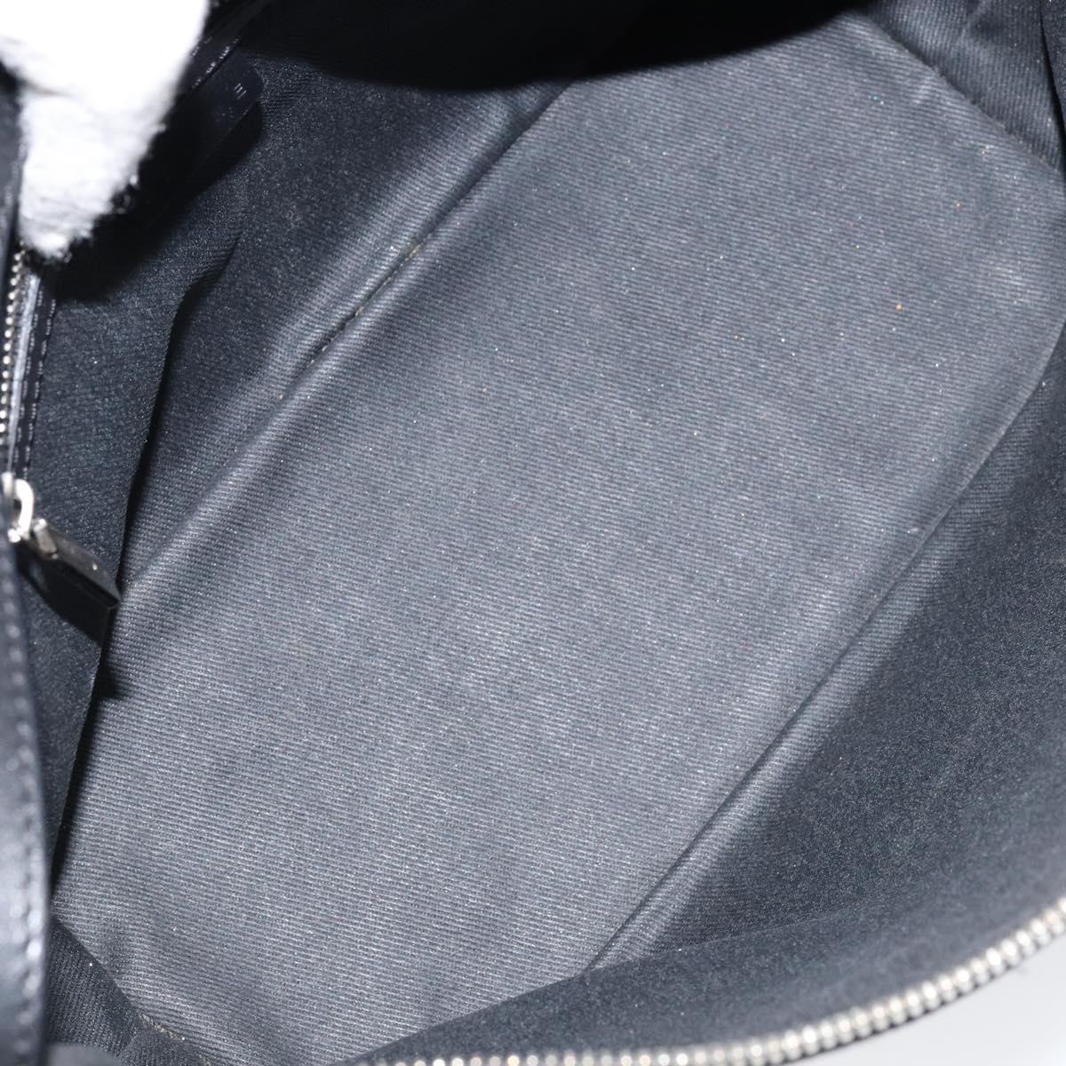 CELINE C Macadam Canvas Shoulder Bag Black Silver Auth SW1802