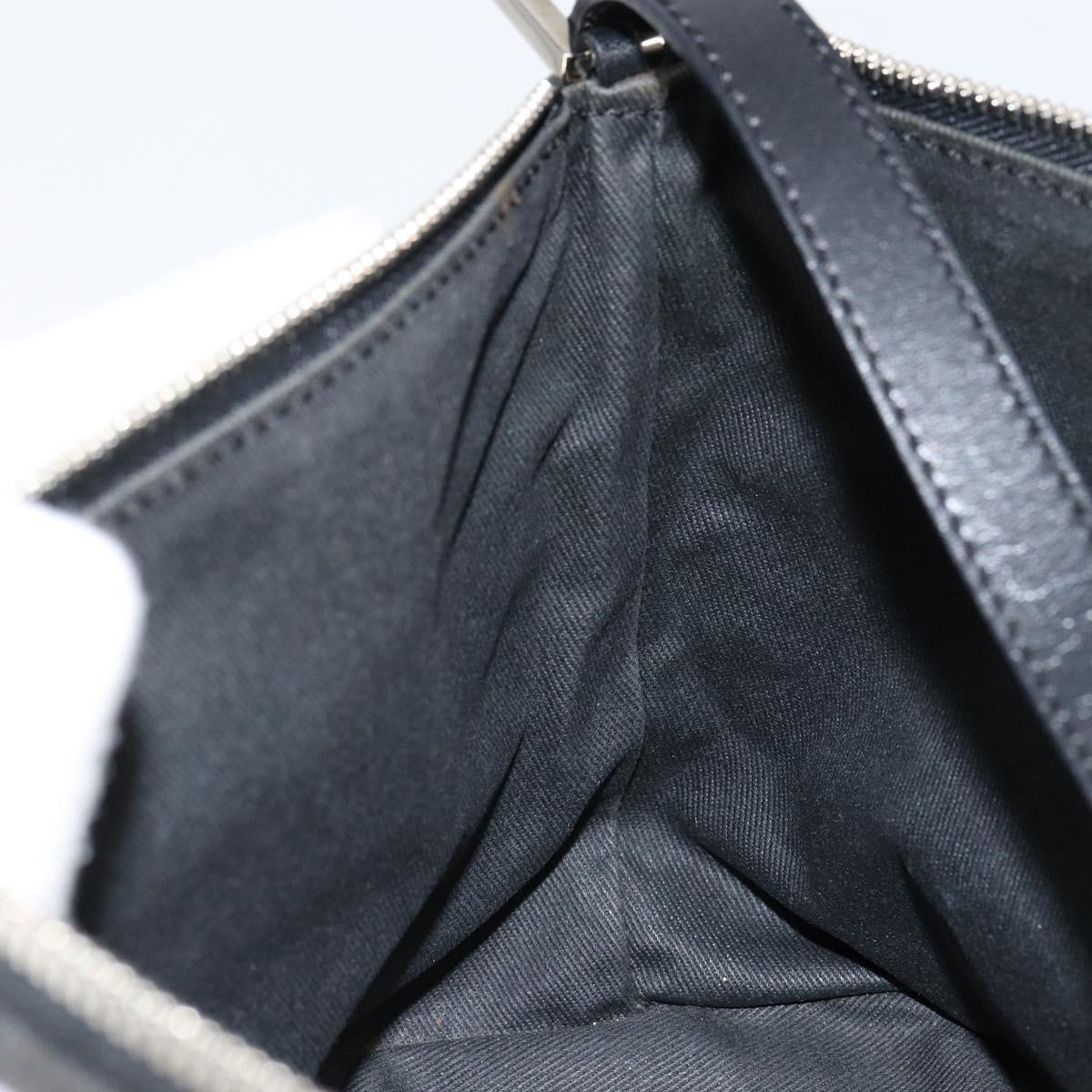 CELINE C Macadam Canvas Shoulder Bag Black Silver Auth SW1802