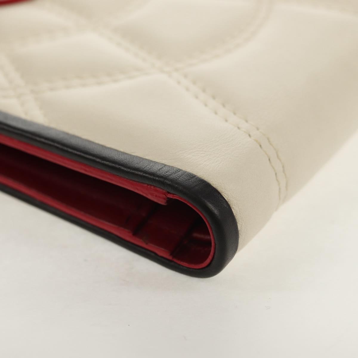 CELINE Bifold Wallet Leather White Auth SW1804AV