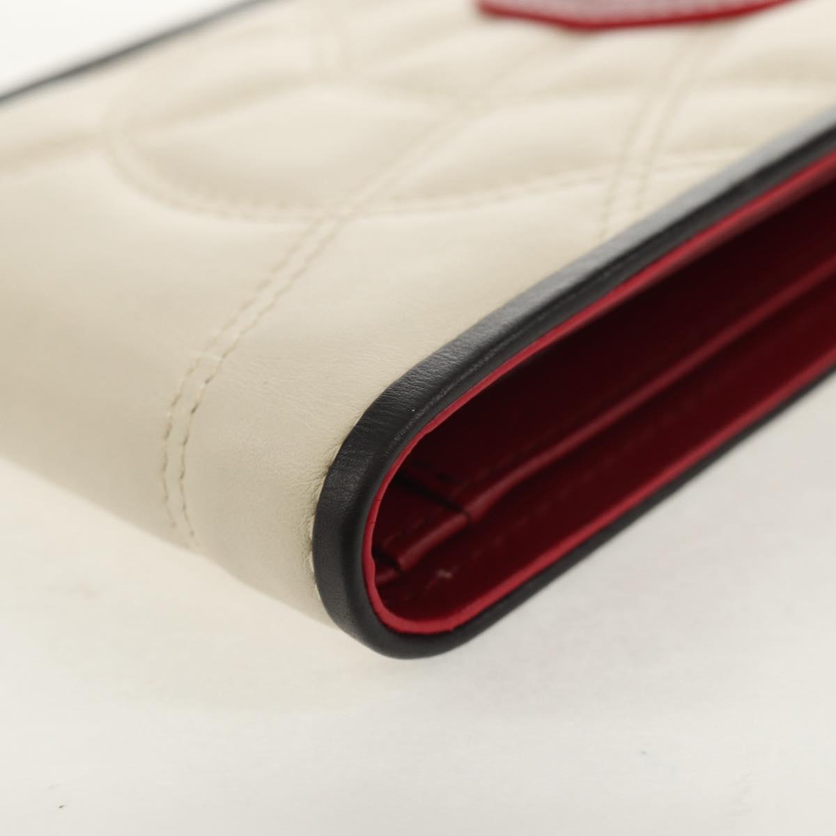 CELINE Bifold Wallet Leather White Auth SW1804AV