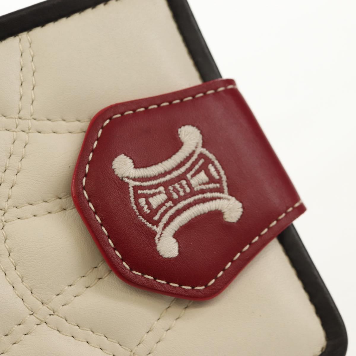 CELINE Bifold Wallet Leather White Auth SW1804AV