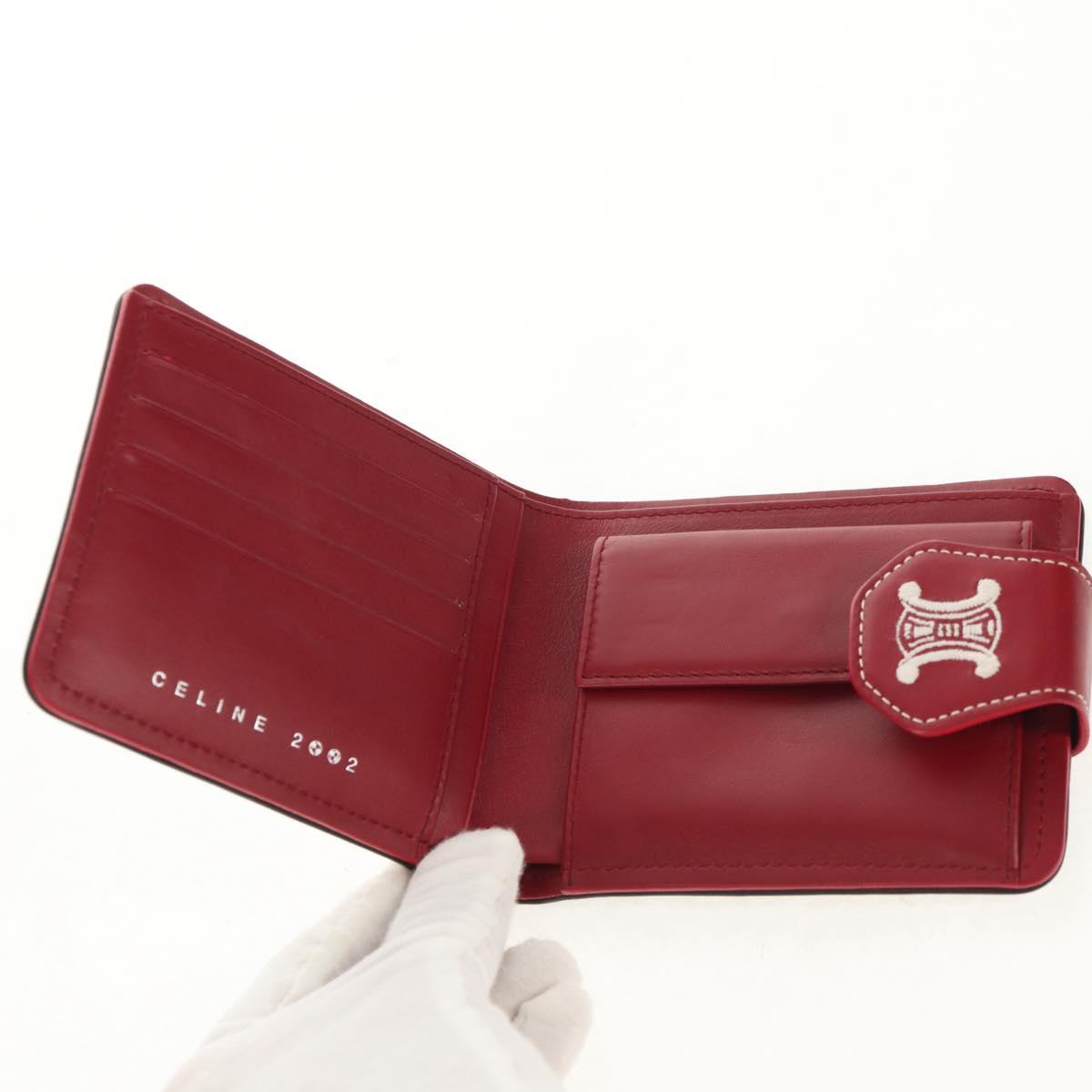 CELINE Bifold Wallet Leather White Auth SW1804AV