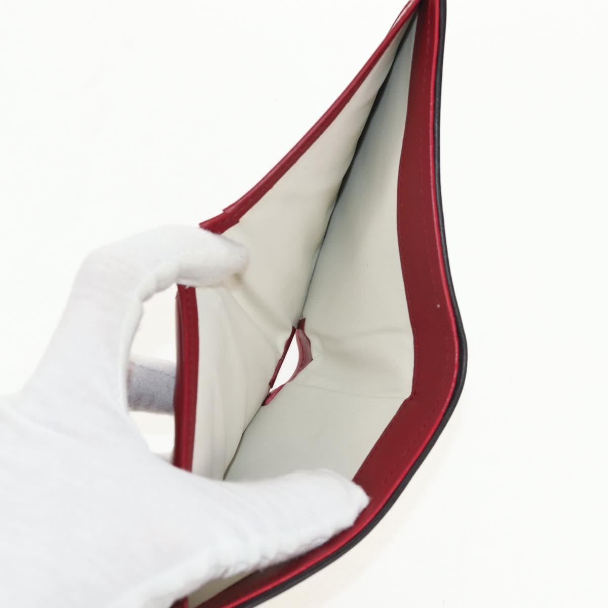 CELINE Bifold Wallet Leather White Auth SW1804AV