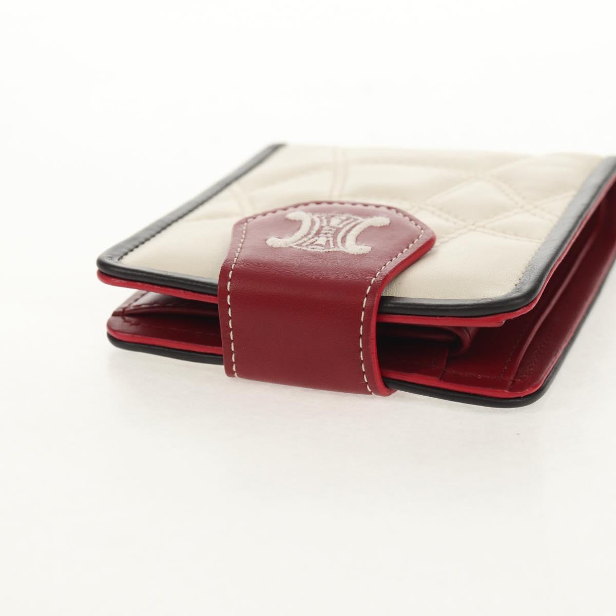 CELINE Bifold Wallet Leather White Auth SW1804AV