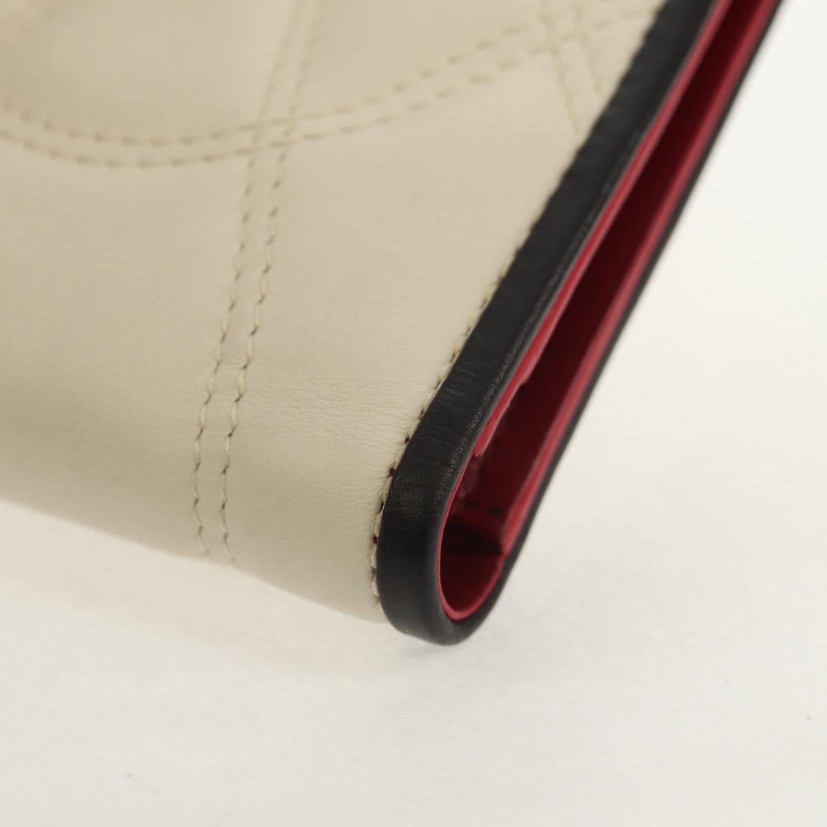 CELINE Bifold Wallet Leather White Auth SW1804AV