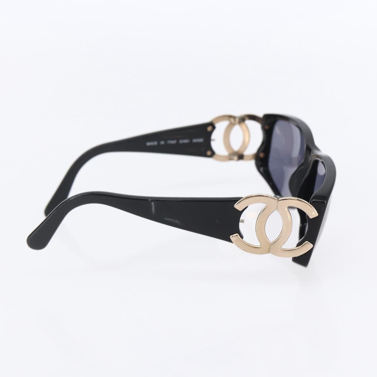 CHANEL Sunglasses plastic Black CC Auth SW1810