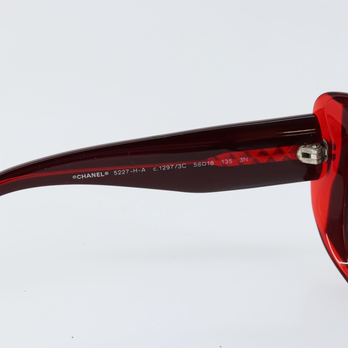 CHANEL Sunglasses plastic Red CC Auth SW1814