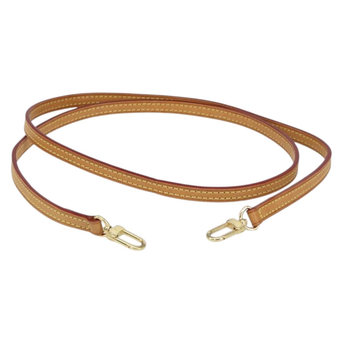 LOUIS VUITTON Shoulder Strap Leather 44.5"" Beige LV Auth SW1820