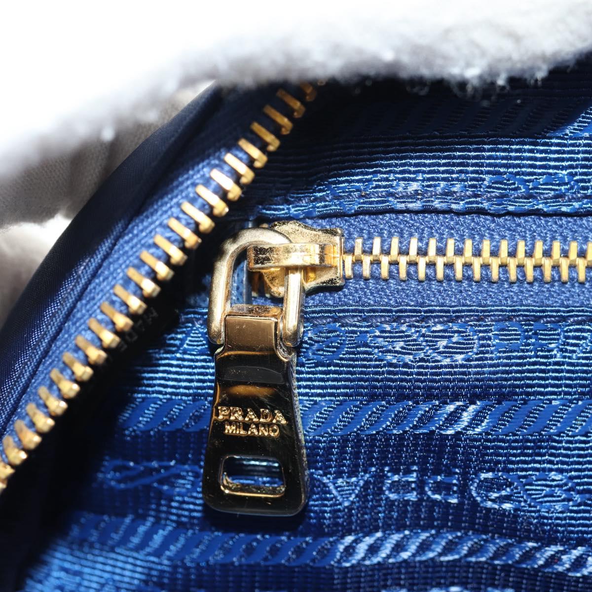 PRADA Clutch Bag Nylon Blue Gold Auth SW1822V
