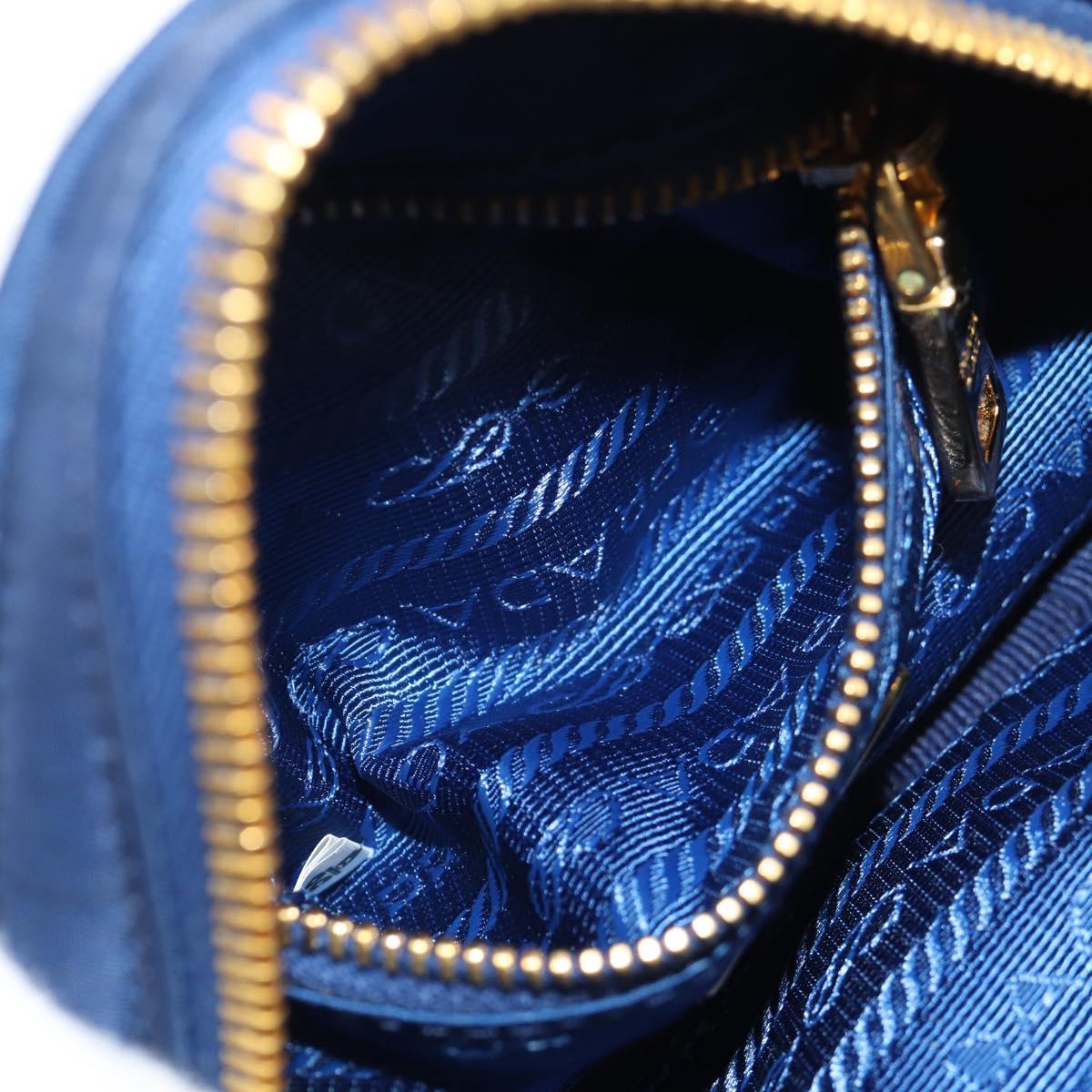 PRADA Clutch Bag Nylon Blue Gold Auth SW1822V