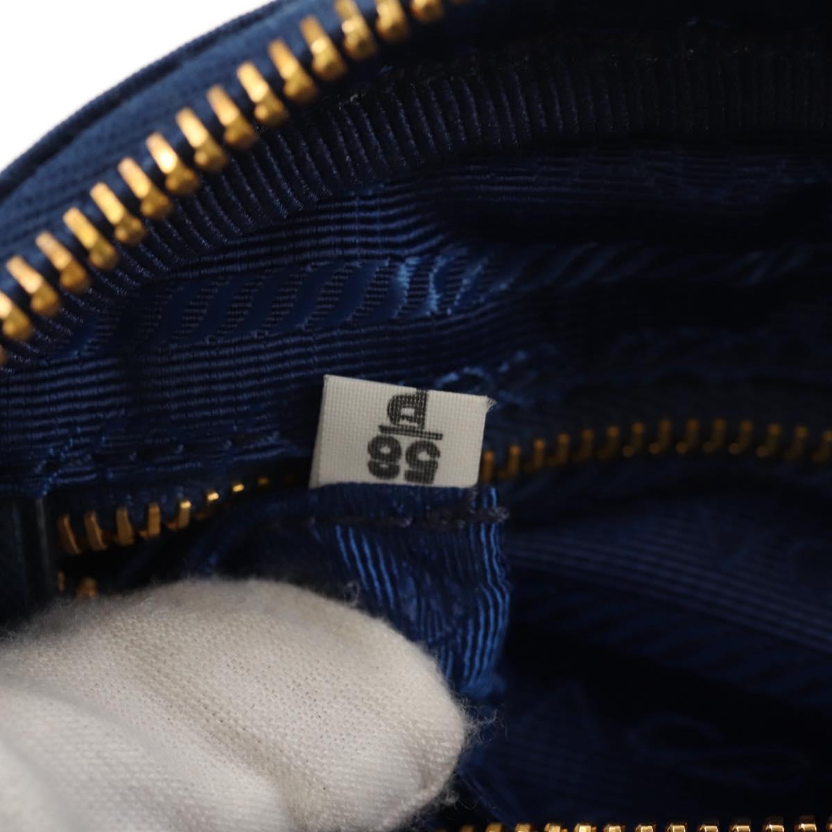 PRADA Clutch Bag Nylon Blue Gold Auth SW1822V