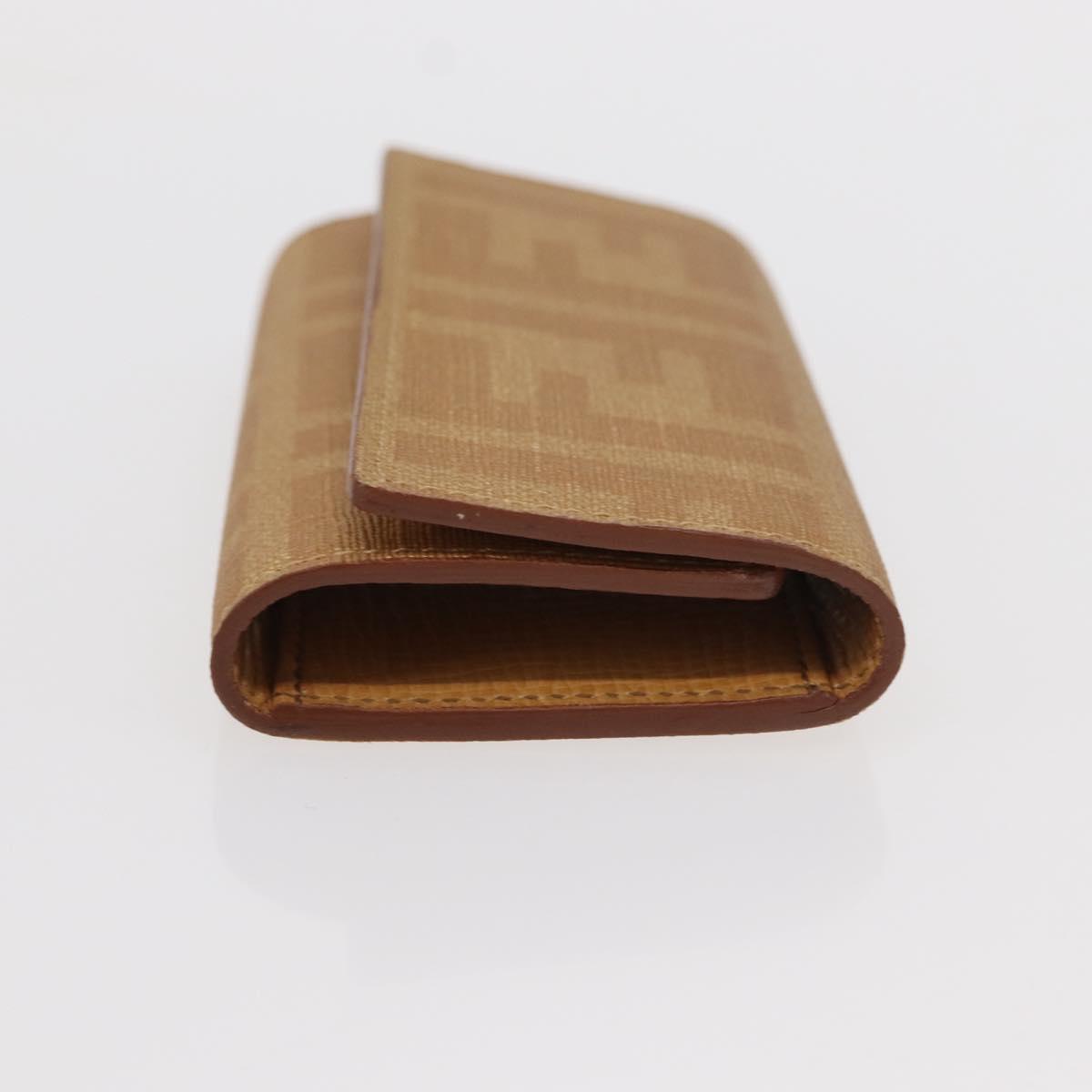FENDI Zucca Canvas Key Case PVC Gold Auth SW1823V