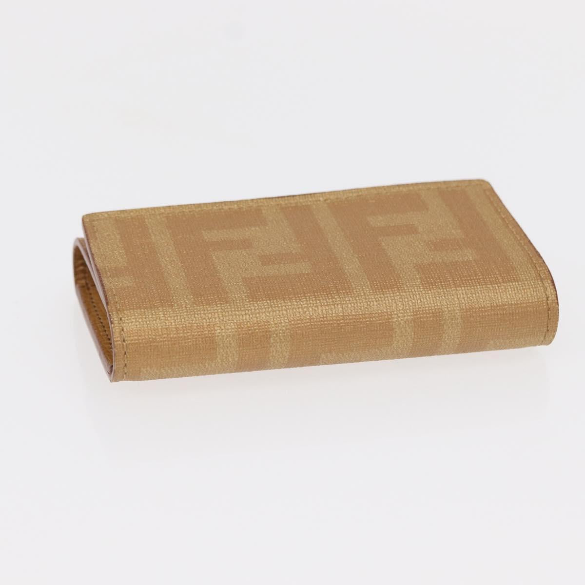 FENDI Zucca Canvas Key Case PVC Gold Auth SW1823V