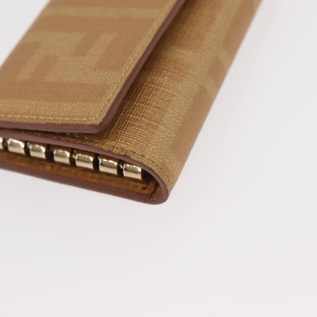 FENDI Zucca Canvas Key Case PVC Gold Auth SW1823A