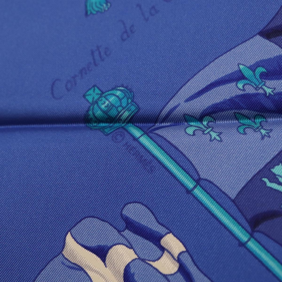 HERMES Carre 90 Scarf ""PAVOIS"" Silk Blue Auth SW1825M