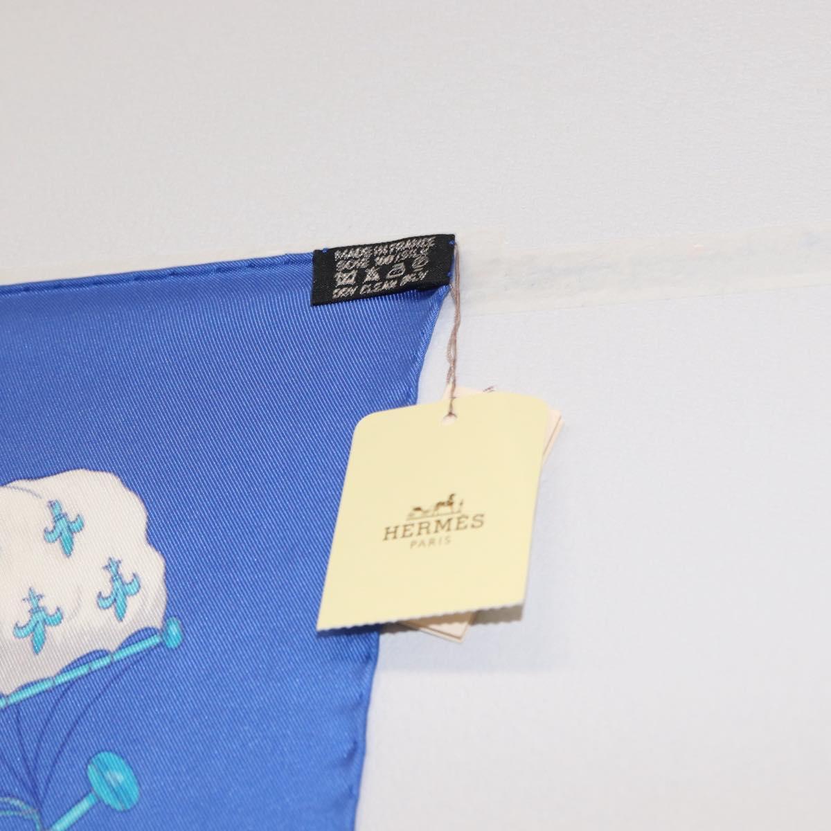 HERMES Carre 90 Scarf ""PAVOIS"" Silk Blue Auth SW1825M