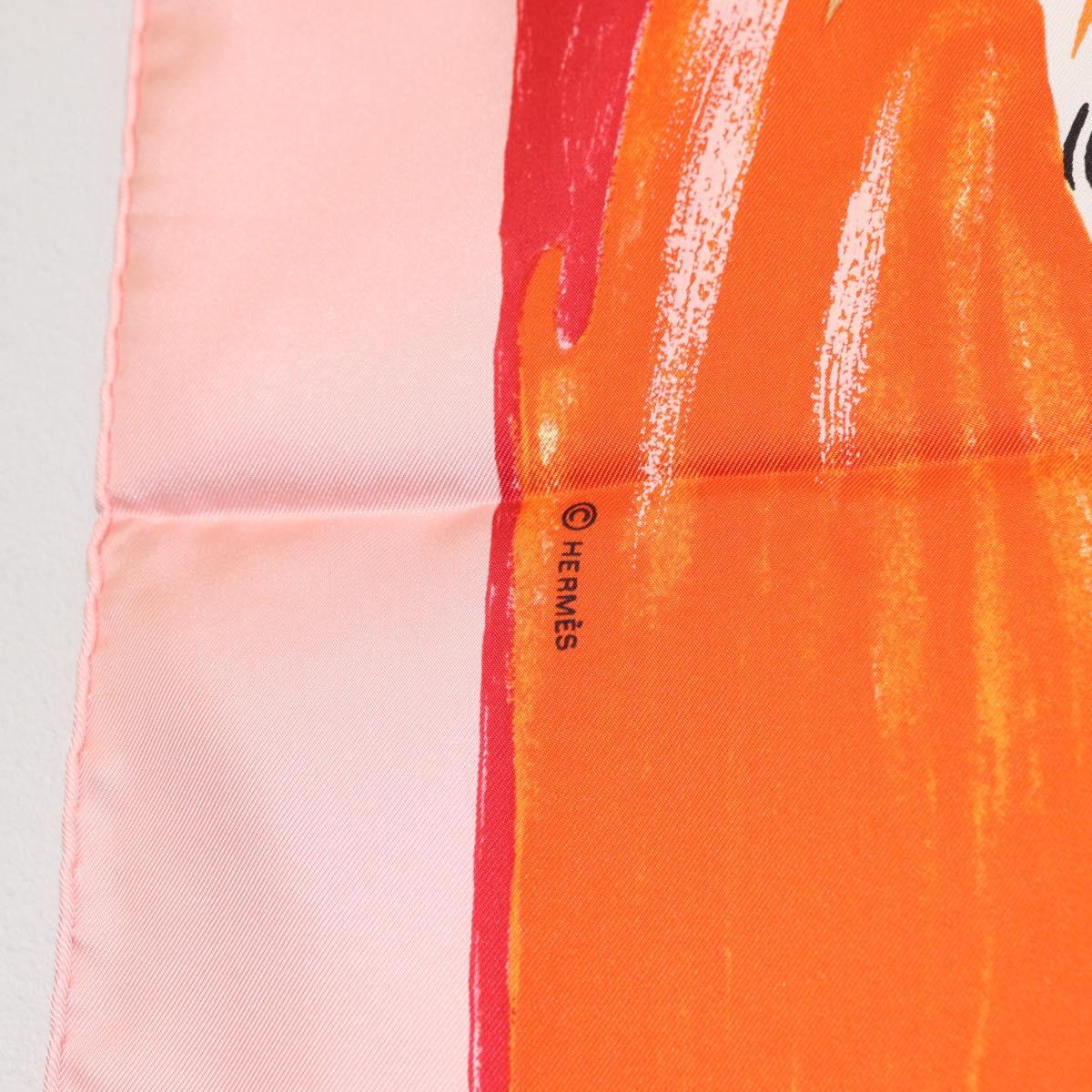 HERMES Carre 90 Scarf ""Smiles in Third millenary"" Silk Pink Auth SW1826M