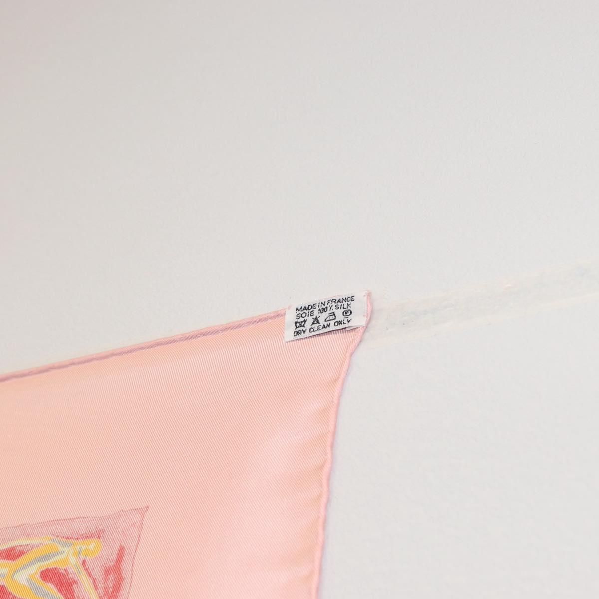 HERMES Carre 90 Scarf ""Smiles in Third millenary"" Silk Pink Auth SW1826M