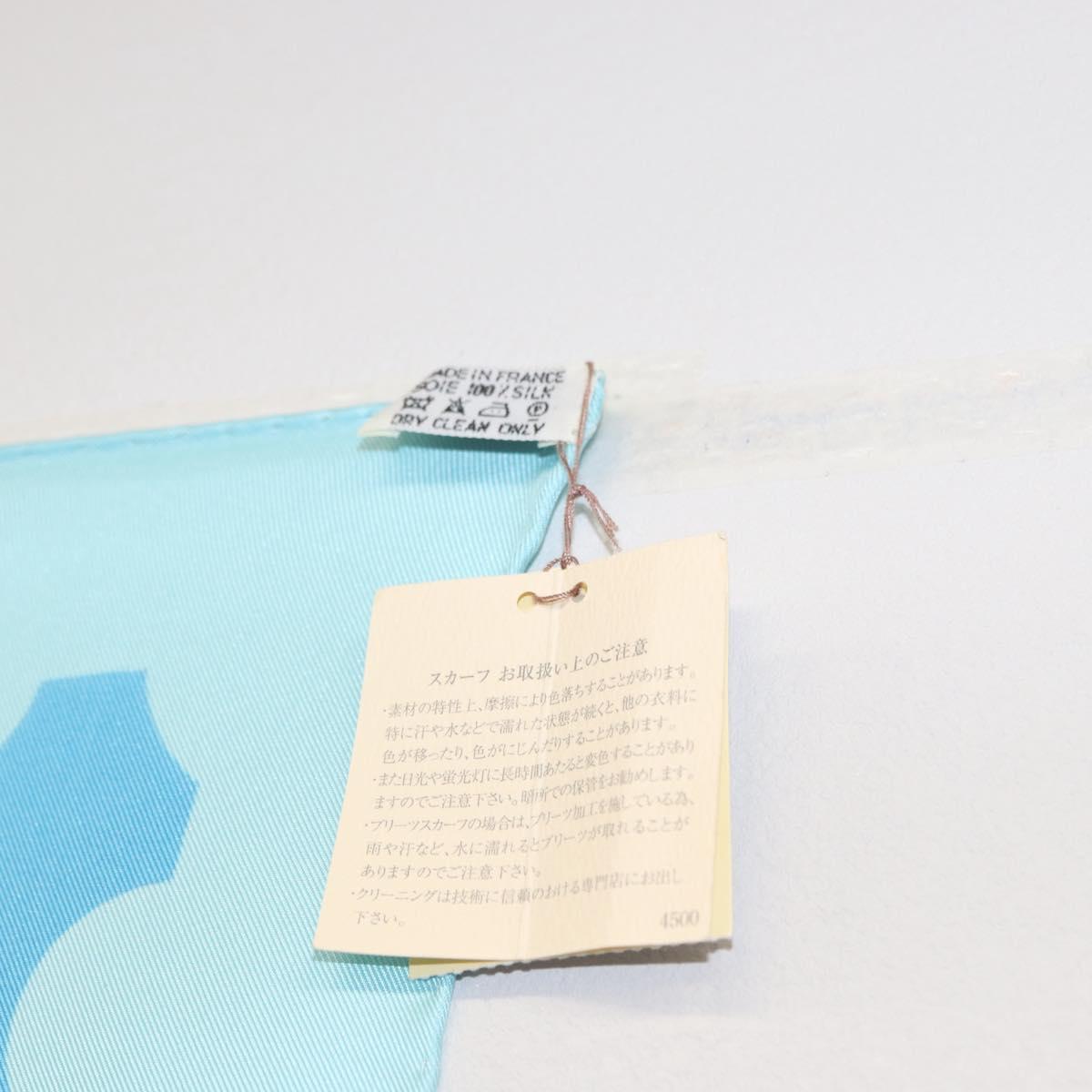 HERMES Carre 90 Scarf ""de passage a Paris"" Silk Light Blue Auth SW1828M